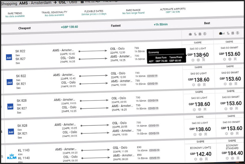 Sabre releases new air shopping display